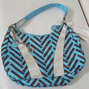 LESPORTSAC chocolate Geo w/silver metallic leather NWT AUTHENTIC